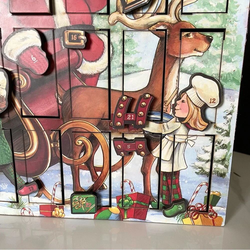 Santa with Elves & Sleigh Advent Calendar Box by Byers' Choice